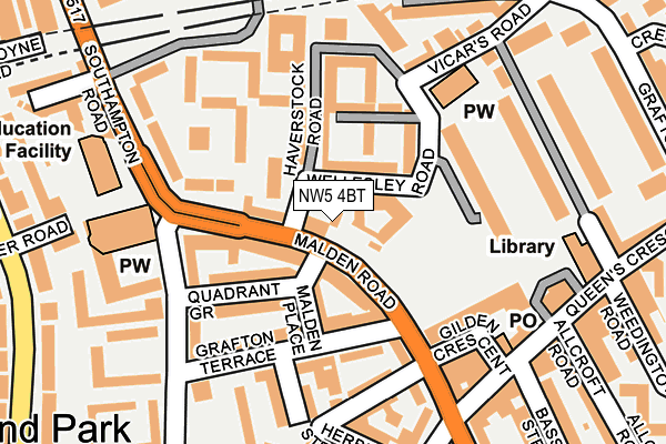 NW5 4BT map - OS OpenMap – Local (Ordnance Survey) NW5 4BT map - OS OpenMap – Local (Ordnance Survey)