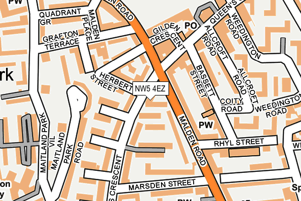 NW5 4EZ map - OS OpenMap – Local (Ordnance Survey) NW5 4EZ map - OS OpenMap – Local (Ordnance Survey)