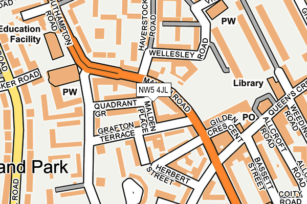 NW5 4JL map - OS OpenMap – Local (Ordnance Survey) NW5 4JL map - OS OpenMap – Local (Ordnance Survey)