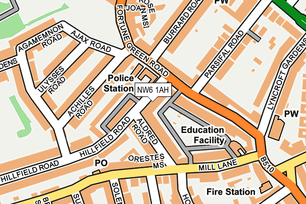 NW6 1AH map - OS OpenMap – Local (Ordnance Survey) NW6 1AH map - OS OpenMap – Local (Ordnance Survey)