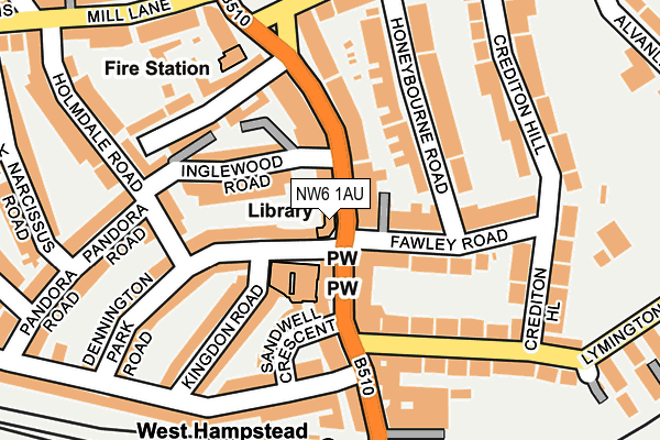 NW6 1AU map - OS OpenMap – Local (Ordnance Survey) NW6 1AU map - OS OpenMap – Local (Ordnance Survey)