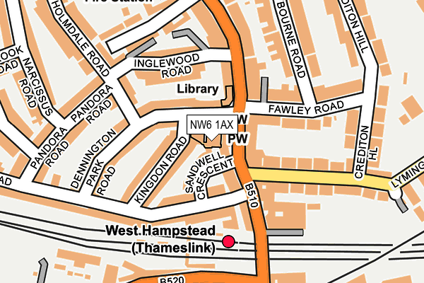 NW6 1AX map - OS OpenMap – Local (Ordnance Survey) NW6 1AX map - OS OpenMap – Local (Ordnance Survey)
