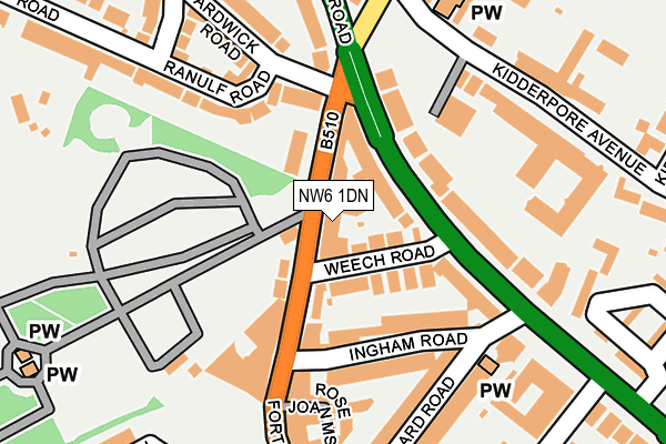 NW6 1DN map - OS OpenMap – Local (Ordnance Survey) NW6 1DN map - OS OpenMap – Local (Ordnance Survey)