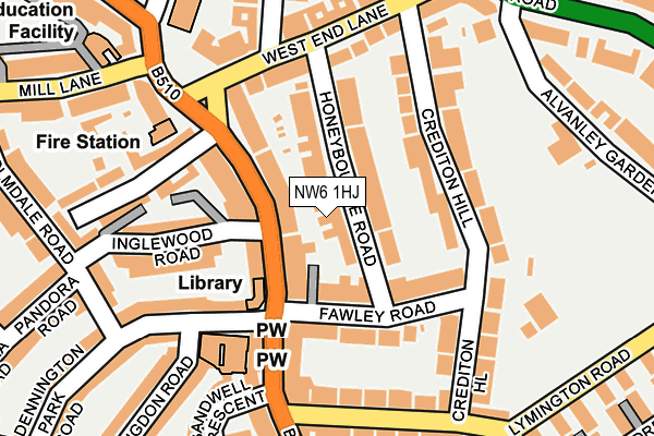 NW6 1HJ map - OS OpenMap – Local (Ordnance Survey) NW6 1HJ map - OS OpenMap – Local (Ordnance Survey)