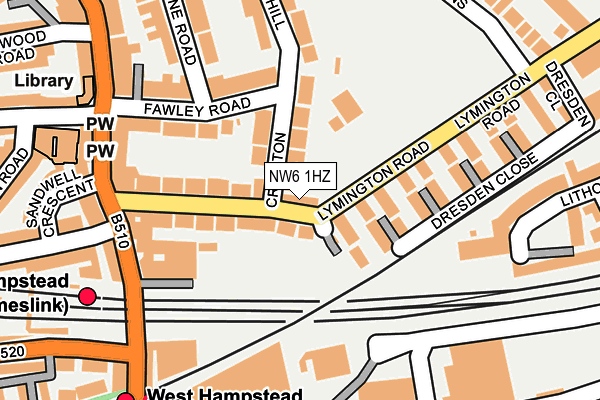 NW6 1HZ map - OS OpenMap – Local (Ordnance Survey) NW6 1HZ map - OS OpenMap – Local (Ordnance Survey)