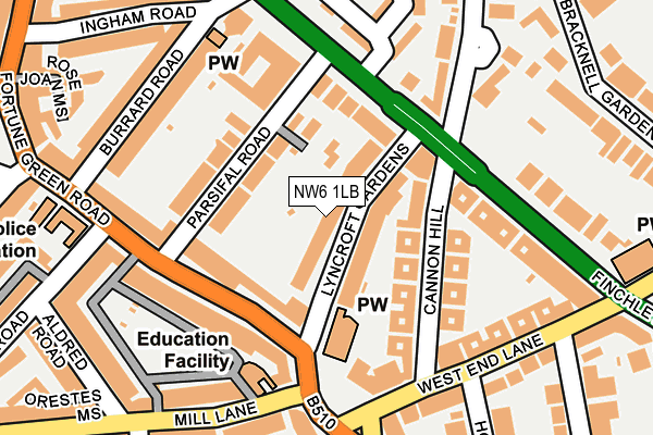 NW6 1LB map - OS OpenMap – Local (Ordnance Survey) NW6 1LB map - OS OpenMap – Local (Ordnance Survey)