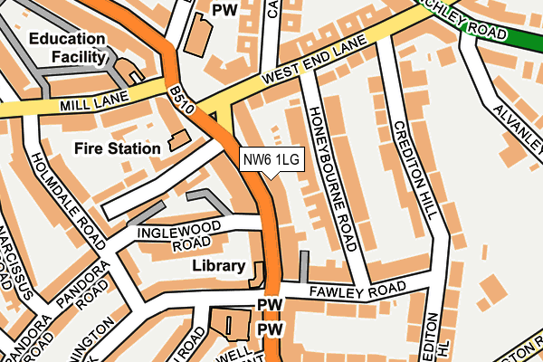 NW6 1LG map - OS OpenMap – Local (Ordnance Survey) NW6 1LG map - OS OpenMap – Local (Ordnance Survey)