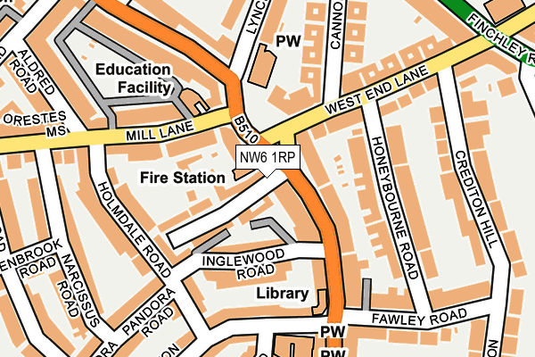 NW6 1RP map - OS OpenMap – Local (Ordnance Survey)