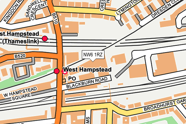 NW6 1RZ map - OS OpenMap – Local (Ordnance Survey) NW6 1RZ map - OS OpenMap – Local (Ordnance Survey)