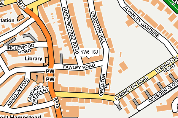 NW6 1SJ map - OS OpenMap – Local (Ordnance Survey) NW6 1SJ map - OS OpenMap – Local (Ordnance Survey)