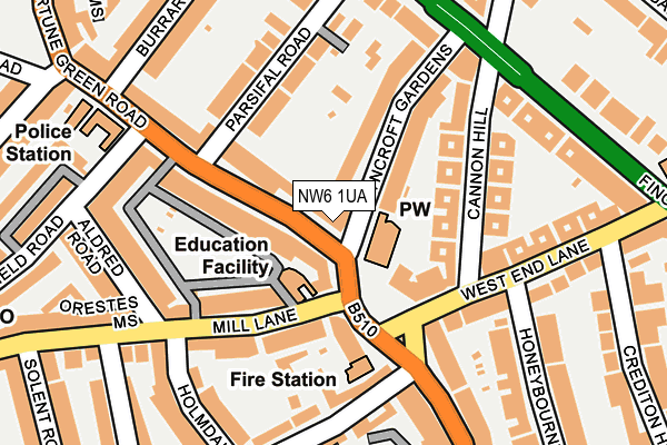 NW6 1UA map - OS OpenMap – Local (Ordnance Survey)