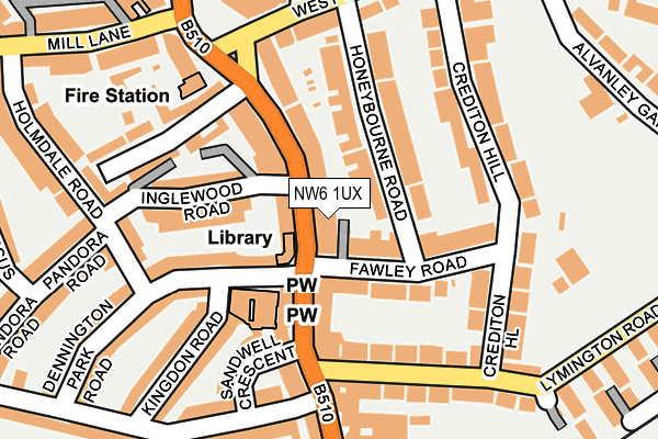 NW6 1UX map - OS OpenMap – Local (Ordnance Survey) NW6 1UX map - OS OpenMap – Local (Ordnance Survey)