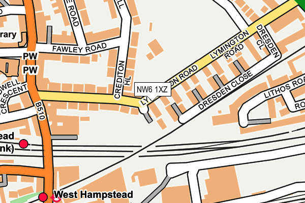NW6 1XZ map - OS OpenMap – Local (Ordnance Survey) NW6 1XZ map - OS OpenMap – Local (Ordnance Survey)