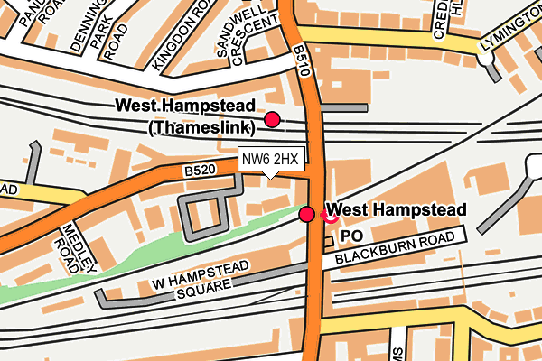 NW6 2HX map - OS OpenMap – Local (Ordnance Survey)
