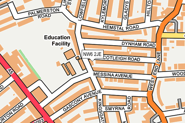 NW6 2JE map - OS OpenMap – Local (Ordnance Survey) NW6 2JE map - OS OpenMap – Local (Ordnance Survey)