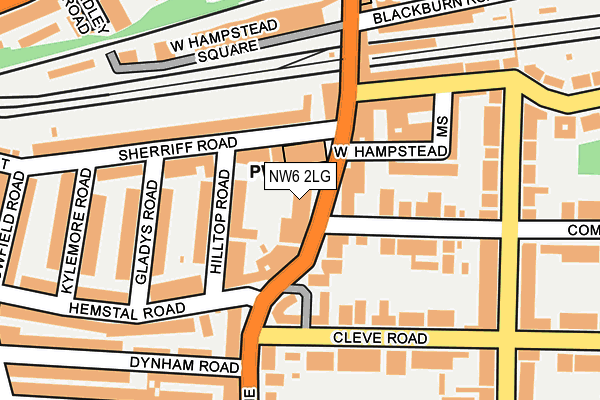 NW6 2LG map - OS OpenMap – Local (Ordnance Survey) NW6 2LG map - OS OpenMap – Local (Ordnance Survey)