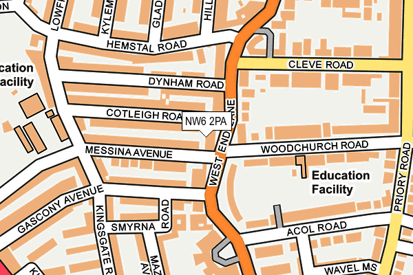 NW6 2PA map - OS OpenMap – Local (Ordnance Survey) NW6 2PA map - OS OpenMap – Local (Ordnance Survey)