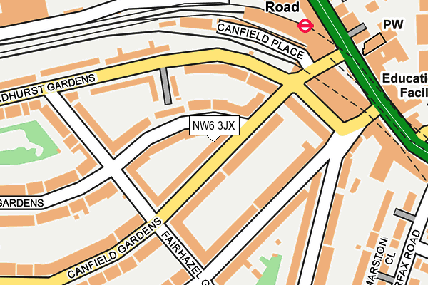 NW6 3JX map - OS OpenMap – Local (Ordnance Survey) NW6 3JX map - OS OpenMap – Local (Ordnance Survey)