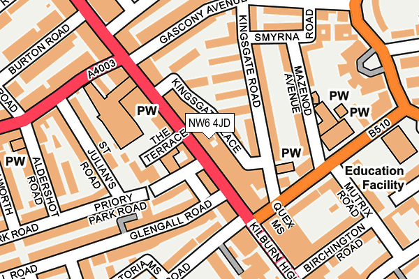 NW6 4JD map - OS OpenMap – Local (Ordnance Survey) NW6 4JD map - OS OpenMap – Local (Ordnance Survey)