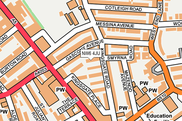 NW6 4JU map - OS OpenMap – Local (Ordnance Survey) NW6 4JU map - OS OpenMap – Local (Ordnance Survey)