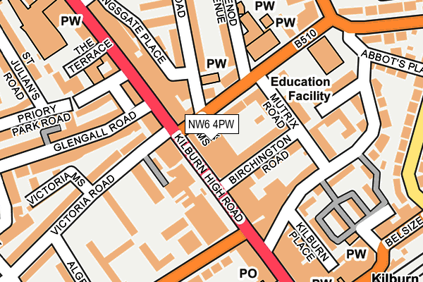 NW6 4PW map - OS OpenMap – Local (Ordnance Survey) NW6 4PW map - OS OpenMap – Local (Ordnance Survey)