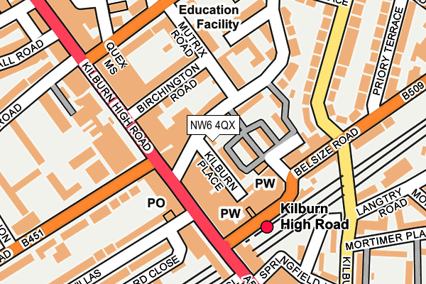 NW6 4QX map - OS OpenMap – Local (Ordnance Survey) NW6 4QX map - OS OpenMap – Local (Ordnance Survey)