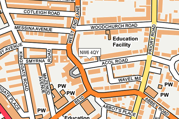 NW6 4QY map - OS OpenMap – Local (Ordnance Survey) NW6 4QY map - OS OpenMap – Local (Ordnance Survey)
