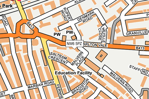 NW6 5PZ map - OS OpenMap – Local (Ordnance Survey) NW6 5PZ map - OS OpenMap – Local (Ordnance Survey)