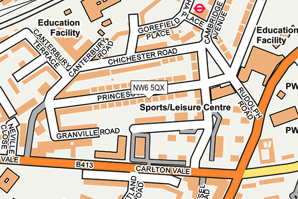 NW6 5QX map - OS OpenMap – Local (Ordnance Survey) NW6 5QX map - OS OpenMap – Local (Ordnance Survey)