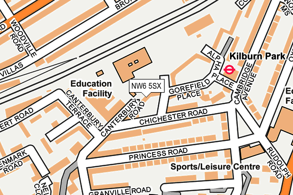 NW6 5SX map - OS OpenMap – Local (Ordnance Survey) NW6 5SX map - OS OpenMap – Local (Ordnance Survey)