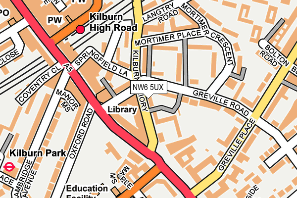 NW6 5UX map - OS OpenMap – Local (Ordnance Survey) NW6 5UX map - OS OpenMap – Local (Ordnance Survey)