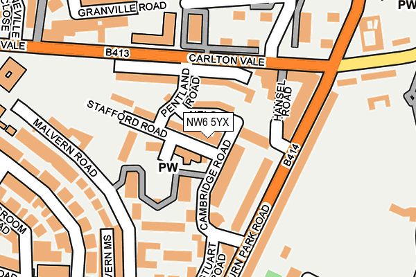 NW6 5YX map - OS OpenMap – Local (Ordnance Survey) NW6 5YX map - OS OpenMap – Local (Ordnance Survey)