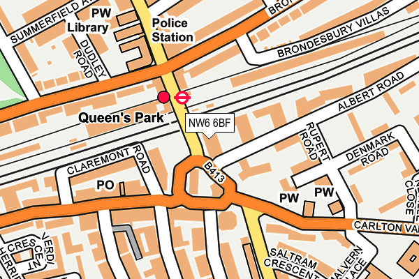 NW6 6BF map - OS OpenMap – Local (Ordnance Survey) NW6 6BF map - OS OpenMap – Local (Ordnance Survey)