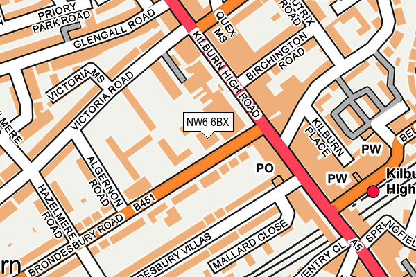 NW6 6BX map - OS OpenMap – Local (Ordnance Survey) NW6 6BX map - OS OpenMap – Local (Ordnance Survey)