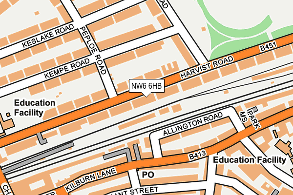 NW6 6HB map - OS OpenMap – Local (Ordnance Survey) NW6 6HB map - OS OpenMap – Local (Ordnance Survey)