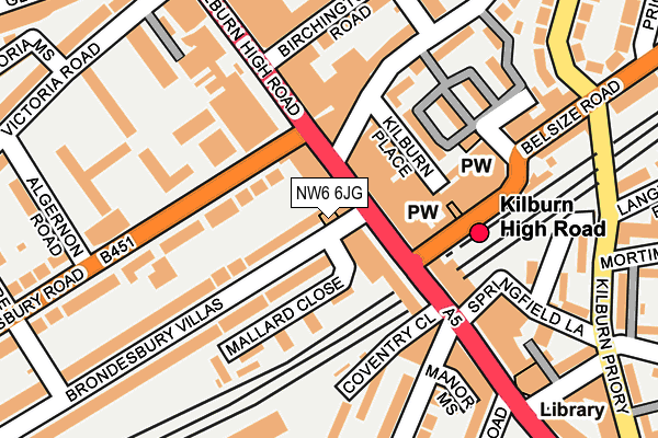 NW6 6JG map - OS OpenMap – Local (Ordnance Survey) NW6 6JG map - OS OpenMap – Local (Ordnance Survey)