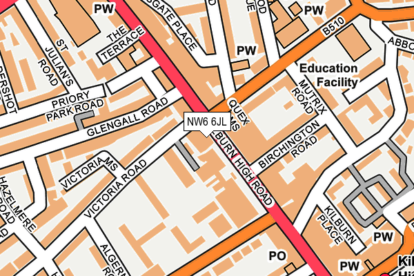 NW6 6JL map - OS OpenMap – Local (Ordnance Survey) NW6 6JL map - OS OpenMap – Local (Ordnance Survey)