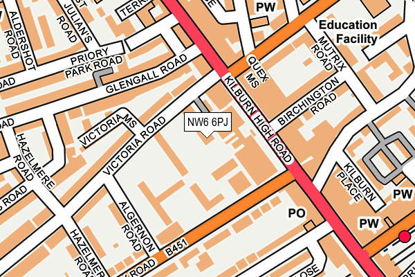 NW6 6PJ map - OS OpenMap – Local (Ordnance Survey) NW6 6PJ map - OS OpenMap – Local (Ordnance Survey)
