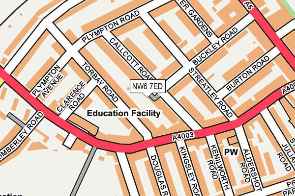 NW6 7ED map - OS OpenMap – Local (Ordnance Survey)