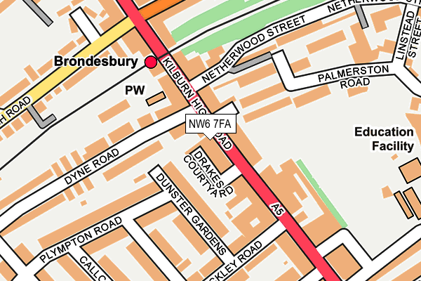 NW6 7FA map - OS OpenMap – Local (Ordnance Survey) NW6 7FA map - OS OpenMap – Local (Ordnance Survey)