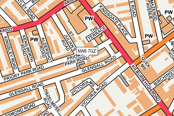 NW6 7GZ map - OS OpenMap – Local (Ordnance Survey) NW6 7GZ map - OS OpenMap – Local (Ordnance Survey)