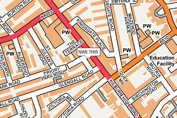 NW6 7HW map - OS OpenMap – Local (Ordnance Survey) NW6 7HW map - OS OpenMap – Local (Ordnance Survey)