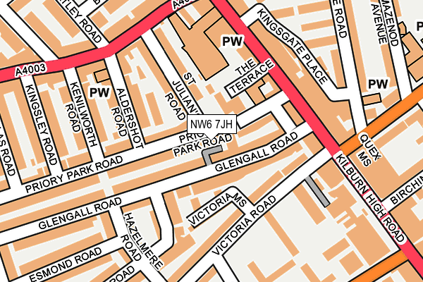 NW6 7JH map - OS OpenMap – Local (Ordnance Survey) NW6 7JH map - OS OpenMap – Local (Ordnance Survey)