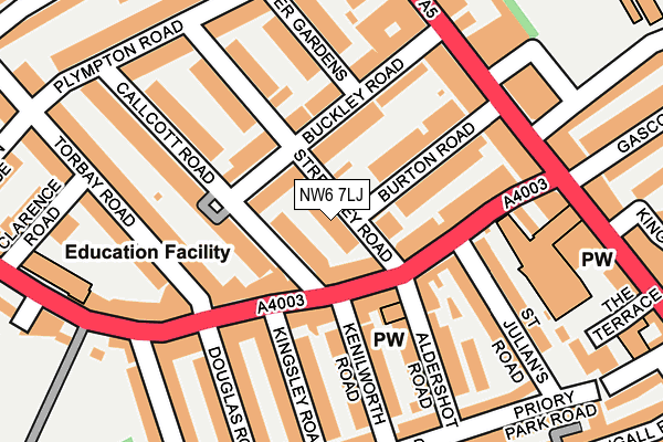 NW6 7LJ map - OS OpenMap – Local (Ordnance Survey) NW6 7LJ map - OS OpenMap – Local (Ordnance Survey)