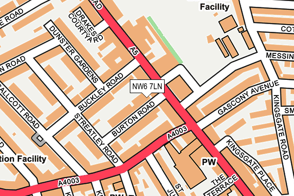 NW6 7LN map - OS OpenMap – Local (Ordnance Survey) NW6 7LN map - OS OpenMap – Local (Ordnance Survey)