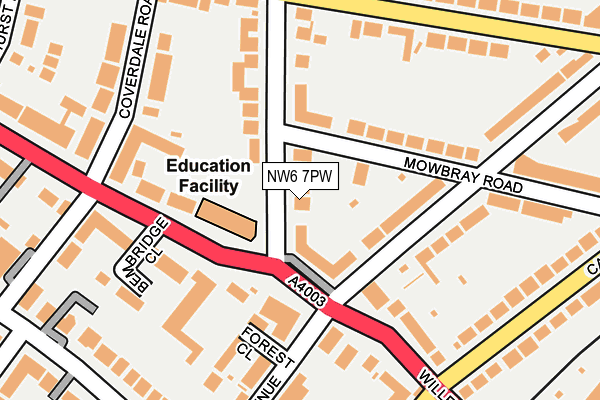 NW6 7PW map - OS OpenMap – Local (Ordnance Survey) NW6 7PW map - OS OpenMap – Local (Ordnance Survey)
