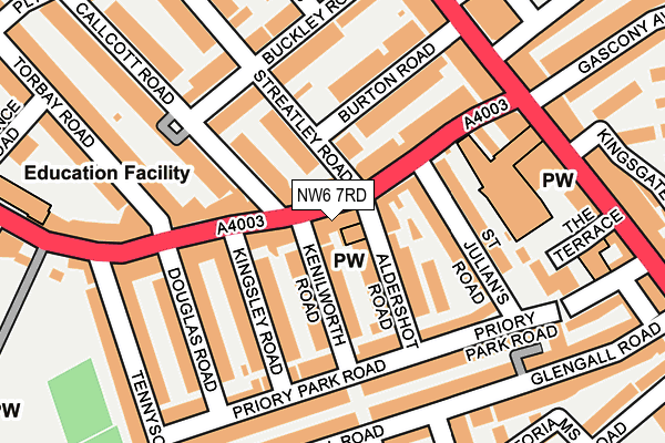 NW6 7RD map - OS OpenMap – Local (Ordnance Survey) NW6 7RD map - OS OpenMap – Local (Ordnance Survey)