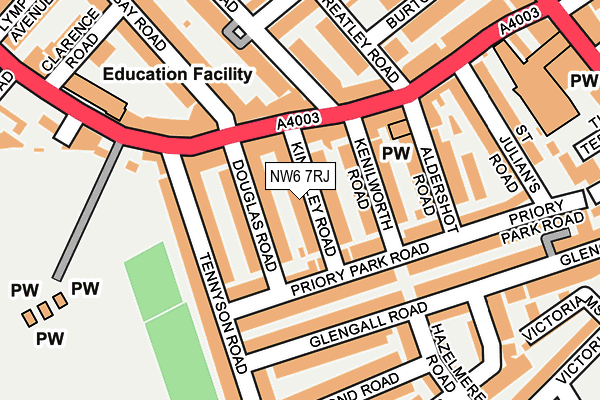 NW6 7RJ map - OS OpenMap – Local (Ordnance Survey) NW6 7RJ map - OS OpenMap – Local (Ordnance Survey)
