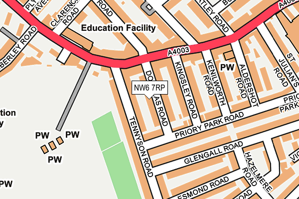 NW6 7RP map - OS OpenMap – Local (Ordnance Survey) NW6 7RP map - OS OpenMap – Local (Ordnance Survey)