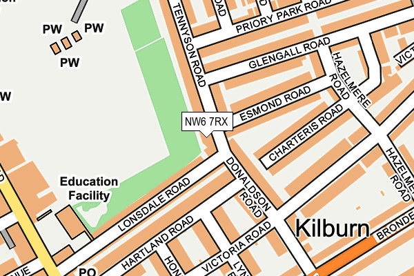 NW6 7RX map - OS OpenMap – Local (Ordnance Survey) NW6 7RX map - OS OpenMap – Local (Ordnance Survey)